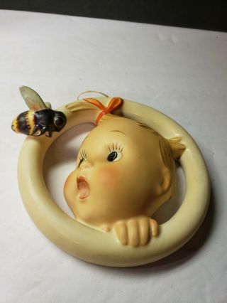 Vintage Goebel Hummel Figurine Baby With Bee Wall Plaque 30/0b