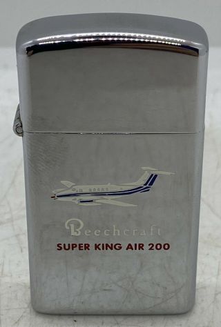 Vintage Zippo Slim Beechcraft King Air 200 Airplanes Advertising Lighter