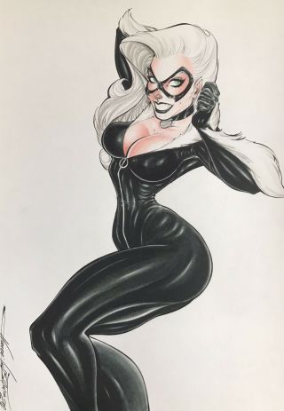 Black Cat (12 " X17 ") Art Comic Sexy Pinup By N.  Sousa - Ed Benes Studios