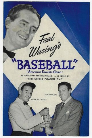 Baseball Sheet Music Poley Mcclintock Chesterfield Cigarettes Fred Waring 1939