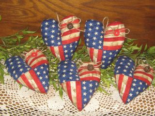Patriotic Decor 5 Flag Hearts Country Wreath Accents 4th Of July Tree Ornaments