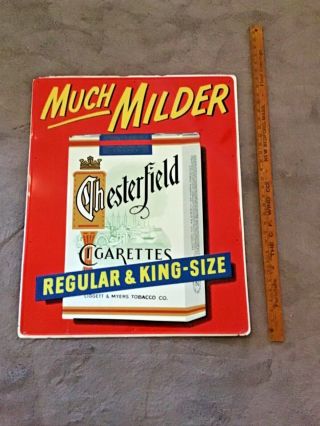 Vintage 1950’s Chesterfield Cigarettes Embossed Tin Advertising Sign - 29” X 23”