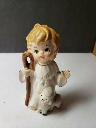 Vintage Josef Originals Shepard With Baby Lamb Figurine