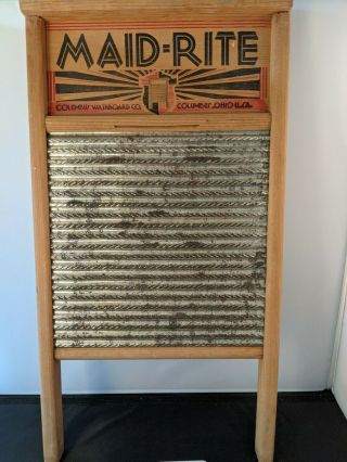 Maid - Rite Standard Family Size Special Metal No.  2072 Handmade Usa Washboard