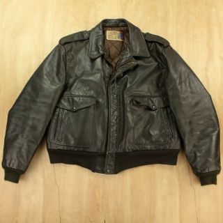 Schott Is - 674 - Ms Brown Leather Flight Bomber Jacket Sz 48 Vtg 70s 80s Usa Made