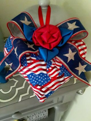 Patriotic Americana Old Glory U.  S.  A Flags Decorative Heart Ornament