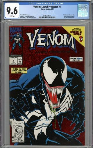 Venom Lethal Protector 1 Cgc 9.  6 Nm,  1st Venom In His Own Title White Pages