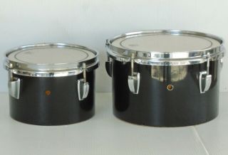 Vintage Ludwig 8 " & 10 " Concert Toms Maple Shells Black Cortex Drum Set 1970 