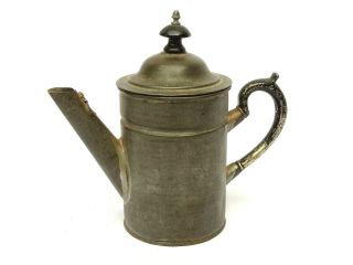 19th C.  Antique American Primitive Manning Tin Teapot Civil War Era - An1