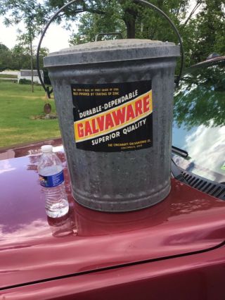 Vtg Small 6 Gal Galvanized Garbage Trash Can Lid Dover Old Stock Galvaware