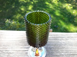 FAROY Diamond Cut Green Glass PEG Votive Cup Candle Holder PAT NO 204556 U.  S.  A. 3