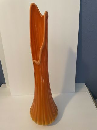 Mcm Vintage L.  E.  Smith Swung Glass Bittersweet Orange Floor Vase