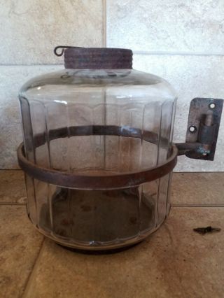 Antique Vtg Hoosier Style Cabinet Swing Out Glass Sugar Jar Container Dispenser