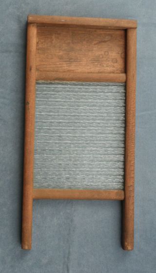 Antique Washboard With Wood Frame And Ribbed Glass