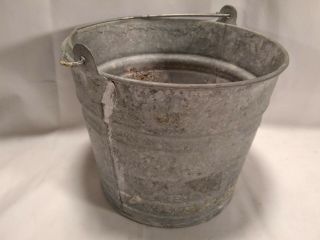 Vintage Galvanized Steel Bucket Rustic Farm Country Wash Basin Planter