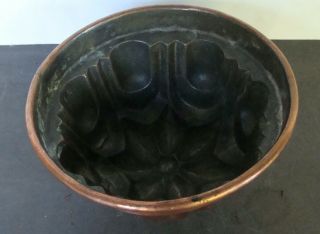 antique hand hammered copper food / pudding mold 3