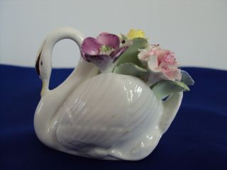 Royal Doulton Porcelain Swan With Capodimonte Flowers