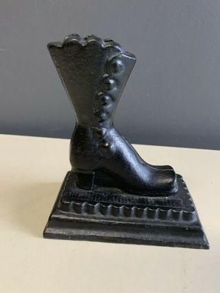 Vintage Cast Iron Match Holder Ashtray Boot American Machine Co Victorian