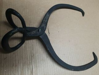 Antique Vintage Lincoln Iron Ice Block Tong - Logging Hook Primitive Collector 