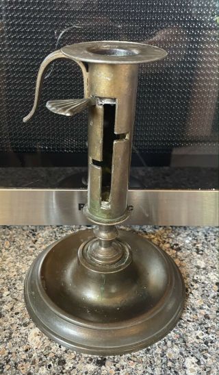 Antique / Early Brass Push - Up Candle Holder / Pushup Candlestick,  Age?