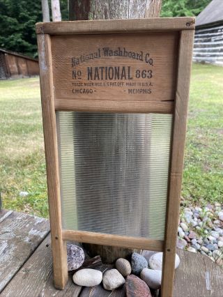 Antique National Washboard Co 863 Washboard Glass