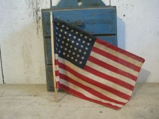 Old Primitive Red White Blue 48 Stars Usa Cloth Flag American Country Aafa