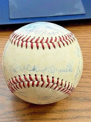 Vintage 1966 Yankees Team 3 Signed Autographed Cronin Oal Baseball Elston