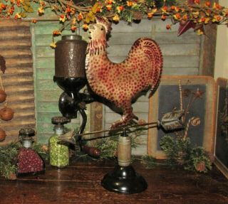 Primitive Antique Vtg Style Farm Barn Yard Metal Rooster Chicken Weather Vane