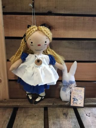 Primitive Alice Doll Alice In Wonderland With Her White Rabbit