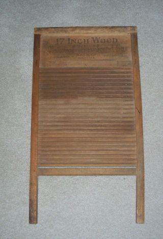 Antique National Washboard Co 17 Inch Wood Washboard,  All Wood,