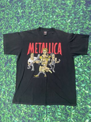 Vintage 90s Metallica Chavez Cartoon T Shirt 1996 - 1997 North American Tour Xl