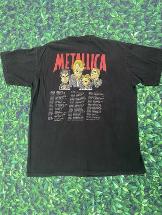 Vintage 90s Metallica Chavez Cartoon T shirt 1996 - 1997 North American Tour XL 2