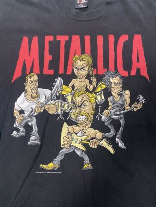 Vintage 90s Metallica Chavez Cartoon T shirt 1996 - 1997 North American Tour XL 3