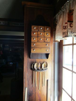 Early Look Rustic Primitive Spoon Rack Made By Hubby - Holds 7 Utensils