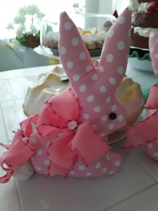 Shabby Pink Polka Dot Pink Roses Bunny Rabbit Decorative Bunny Rabbit