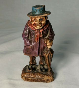 Vintage Syroco Wood Composite Figurine Old Man With Umbrella