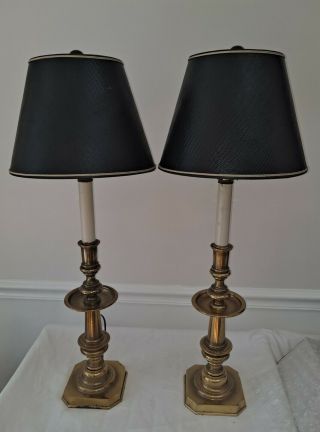 Matching Vintage Brass Candlestick Lamps By Stiffel