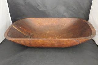 Early Primitive Carved Wooden Dough Bowl Wood Trencher Tray Rustic Decor 19x12 "