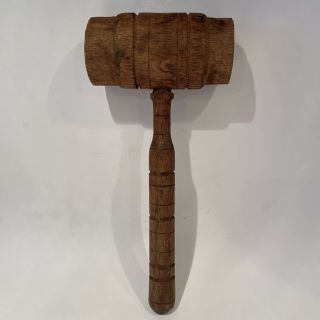 Antique Solid Wood Wooden Hammer Mallet - Primitive Tool - 11.  75 " T X 5 " W Gavel