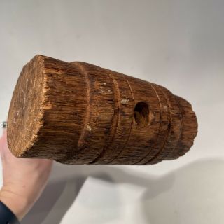 Antique Solid Wood Wooden Hammer Mallet - Primitive Tool - 11.  75 