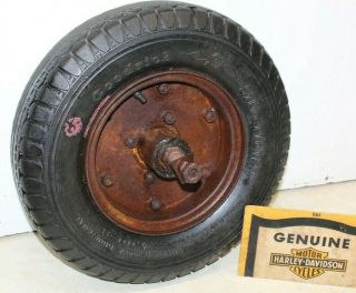 Old Vintage Cushman 50 Series Motor Scooter Rear Wheel & Brake Assembly W/ Tire