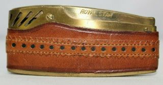 Vintage Prince Gardner Royal Star Leather Long Brass Cigarette Lighter