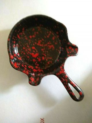 Griswold Ashtray Cast Iron Black And Red Speckled Enameled