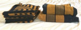 6 Yves Saint Laurent Towels Vintage 70s Black Gold Brown 4 Hand 2 Bath Geometric