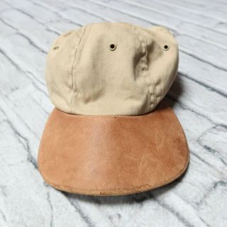 Vintage 80s Ralph Lauren Leather Long Bill Hat Cap Made In Usa Polo