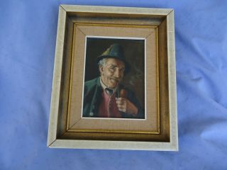 vintage portrait oil painting man with pipe framed Ernst Stierhof 2