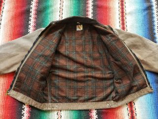Vintage 90s Carhartt Detroit Jacket Size Medium Gray USA Made Blanket Lined Coat 3
