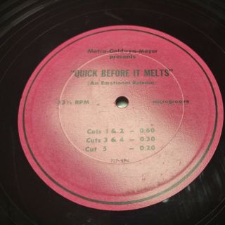Quick Before It Melts 1965 Movie Commercial Radio Spot 12 " Vinyl George Maharis