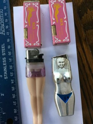 Set Of 4 Vintage Collectible Adult Themed Lighters
