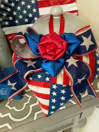 Patriotic Old Glory U.  S.  A 4th Of July Big Decorative Heart Ornament